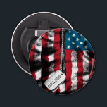 Décapsuleur Chien militaire personnalisé Tags USA Drapeau<br><div class="desc">NOM Personnalisé Military Soldier Dog Tag USA American Flag design - Customisez avec votre nom ou votre texte personnalisé.</div>