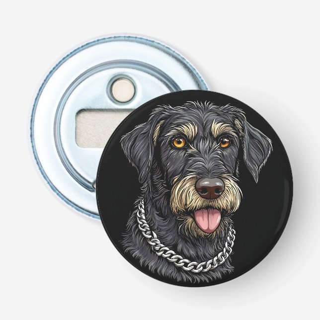 Décapsuleur Chien Noir Avec Collier À Chaîne (Devant)