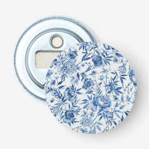 Décapsuleur Chinoiserie aquarelle florale botanique bleue