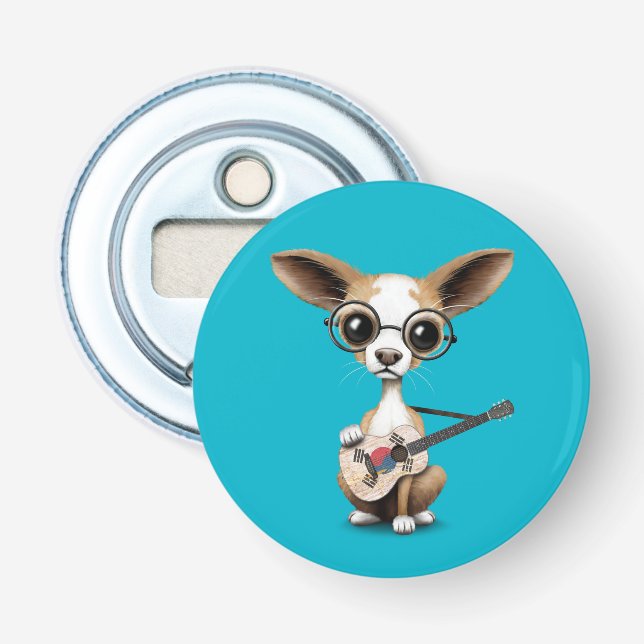 Décapsuleur Chiot de chiwawa jouant la guitare sud-coréenne (Devant)