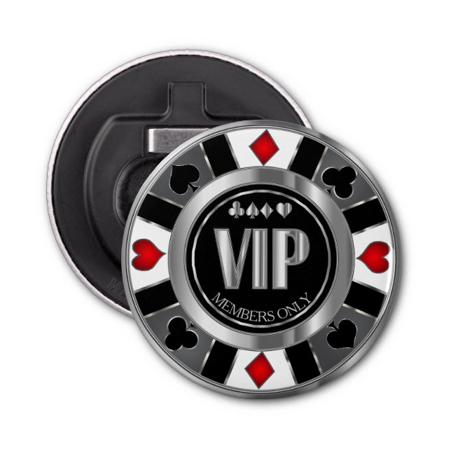 Décapsuleur Chip de poker VIP Casino - Las Vegas - Rouge (Devant)
