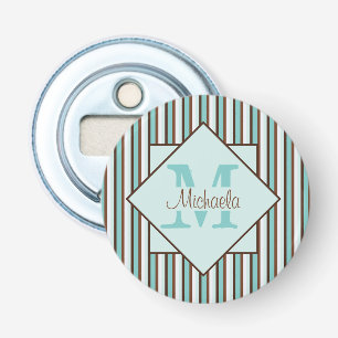 Décapsuleur Chocolat Brown et pinte vert rayures Monogramme