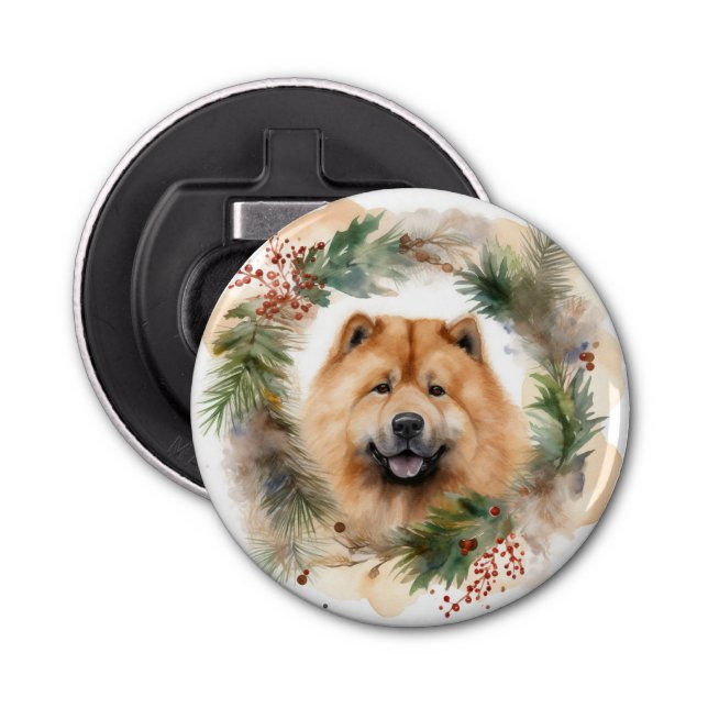 Décapsuleur chow chow Christmas Wreath Festive Pup (Devant)