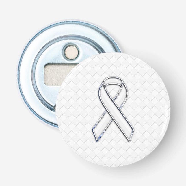 Décapsuleur Chrome White Ribbon Sensibilisation sur les Checke (Devant)