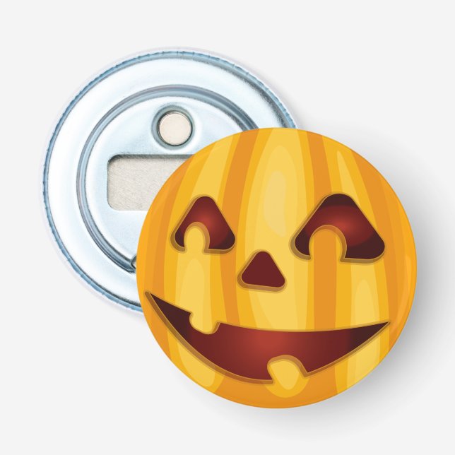 Décapsuleur Citrouille sculpté souriant design Halloween (Devant)