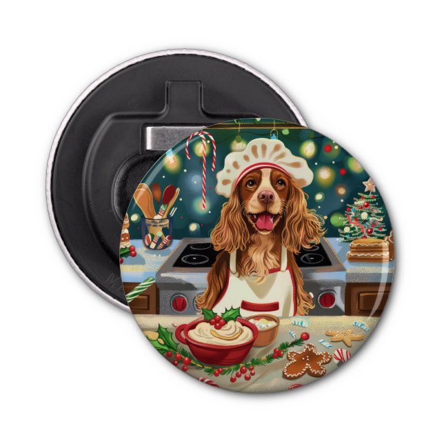 Décapsuleur Cocker Spaniel Gîtes : Noël Festif (Devant)
