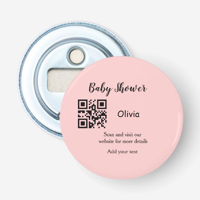 Décapsuleur Code QR simple pour baby shower avec nom texte tro (Devant)