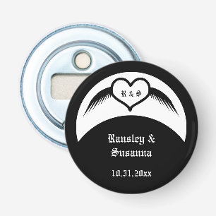 Décapsuleur Coeur ailé gothique Mariage Personnalisé Monogramm