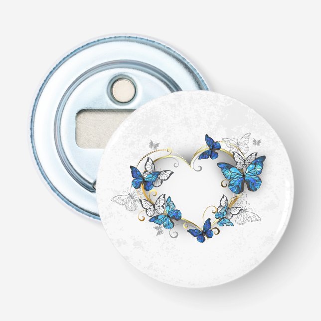 Décapsuleur Coeur bijoux avec papillons Morpho (Devant)