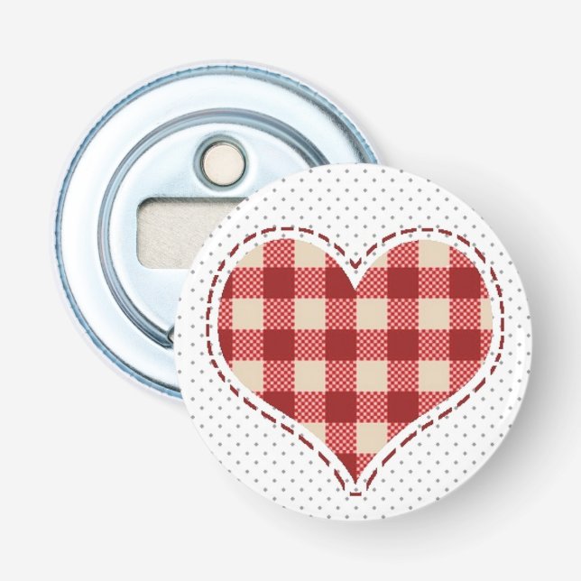Décapsuleur Coeur rouge mignon et points (Devant)