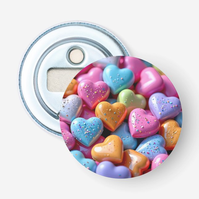 Décapsuleur Cœurs de bonbons colorés d'amour (Devant)