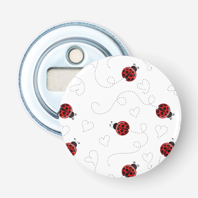 Décapsuleur Coeurs noirs de l'amant de l'insecte rouge Ladybug (Devant)