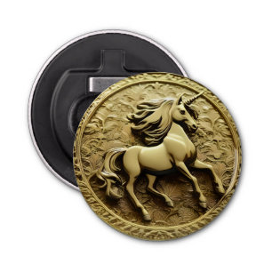 Décapsuleur Coin Unicorne Or Rond