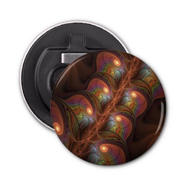 Décapsuleur Colorful Fluorescent Abstract Trippy Brown Fractal (Devant)