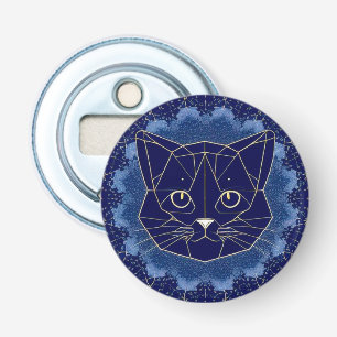 Décapsuleur Conception de chat géométrique entourée d'étoiles