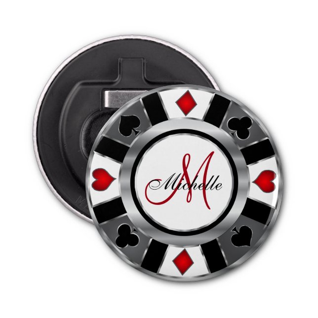 Décapsuleur Conception de jeton de Poker en argent Monogram (Devant)
