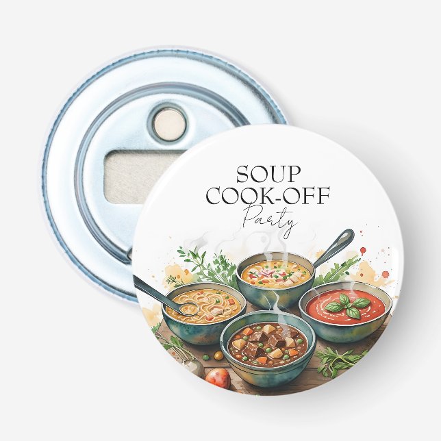 Décapsuleur Concours de soupe rustique Potluck Party Aquarelle (Devant)