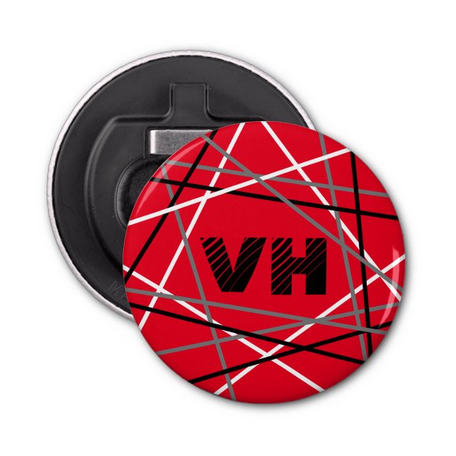 Décapsuleur Cool Abstrait Rouge rayé Nom de la guitare Initial (Devant)