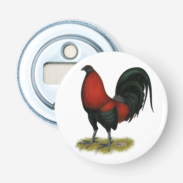 Décapsuleur Coq Rouge Noir BB Jeu Américain (Devant)
