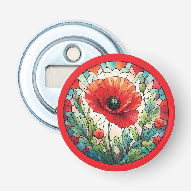 Décapsuleur Coquelicot en Verre Coloré (Devant)