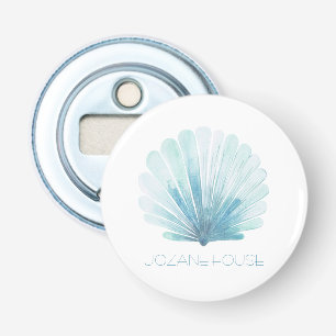 Décapsuleur Coquillage côtier bleu et blanc Aqua Personnalisé