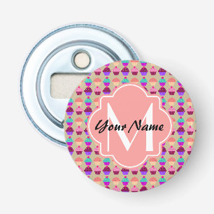 Décapsuleur Coral Cupcake Nom personnalisé, Monogramme personn