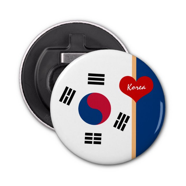 Décapsuleur Coréen Drapeau & Coeur Corée du Sud fête /boisson  (Devant)