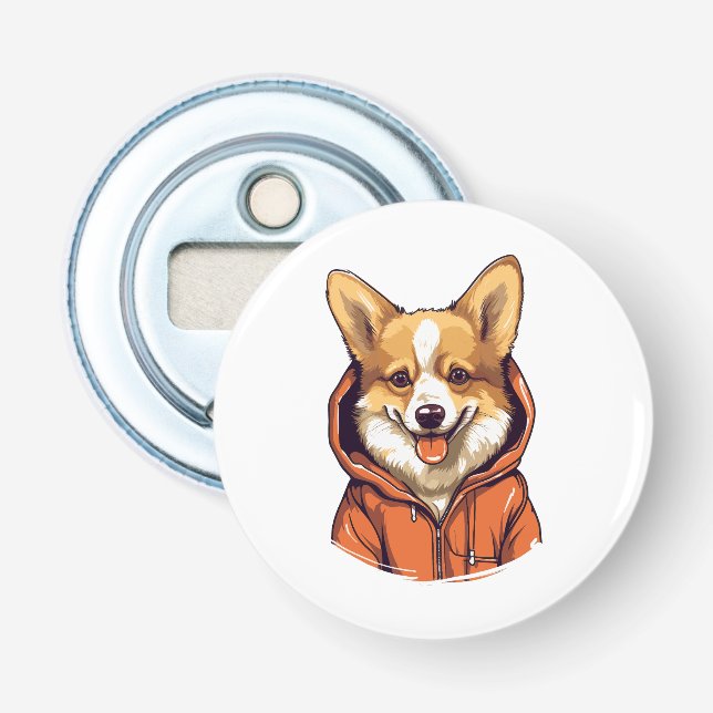 Décapsuleur Corgi Drôle Portant un Sweat à Capuche (Devant)