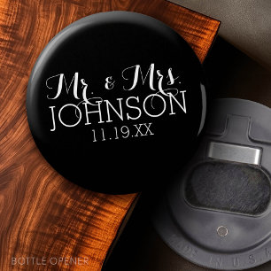 Décapsuleur Couleur Solide Noir Mr & Mrs Wedding Favors