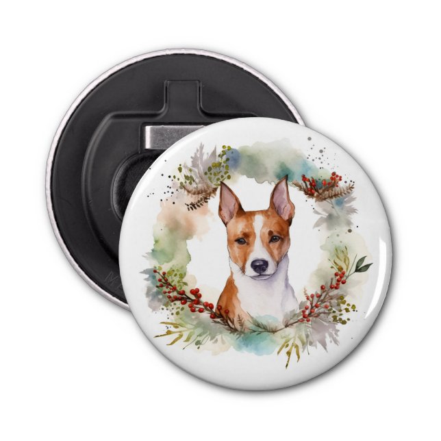 Décapsuleur Coupe de fête de la couronne de Noël Basenji (Devant)
