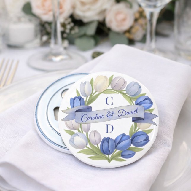Décapsuleur Couronne de mariage élégante à l'aquarelle avec tu (Créateur téléchargé)