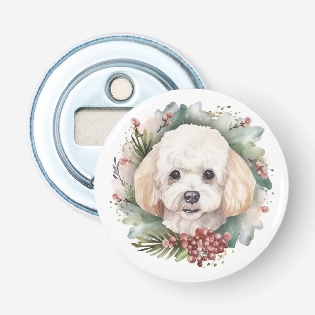 Décapsuleur Couronne de Noël Caniche Chien de fête (Devant)