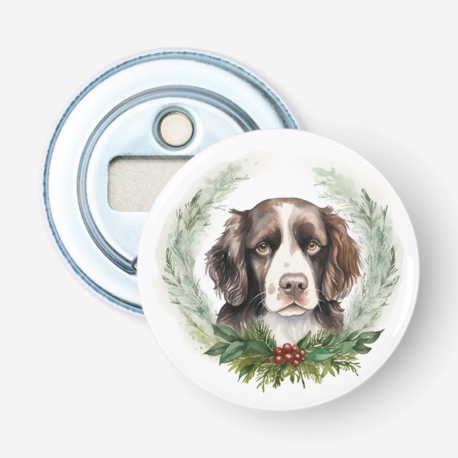 Décapsuleur Couronne de Noël de Springer Spaniel Chien de fête (Devant)