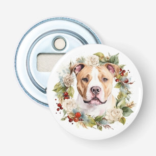 Décapsuleur Couronne de Noël festive American Staffordshire
