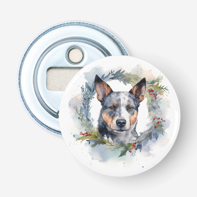 Décapsuleur Couronne de Noël festive Blue Heeler (Devant)