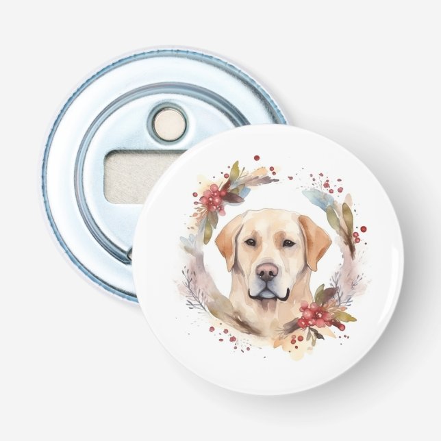 Décapsuleur Couronne de Noël festive du Labrador (Devant)