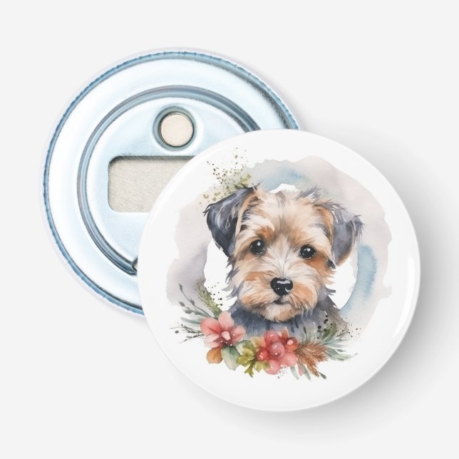 Décapsuleur Couronne de Noël Yorkipoo Chien Festif (Devant)