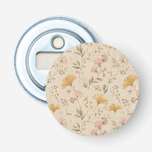 Décapsuleur Couverture de jet vintage moutarde florale botaniq
