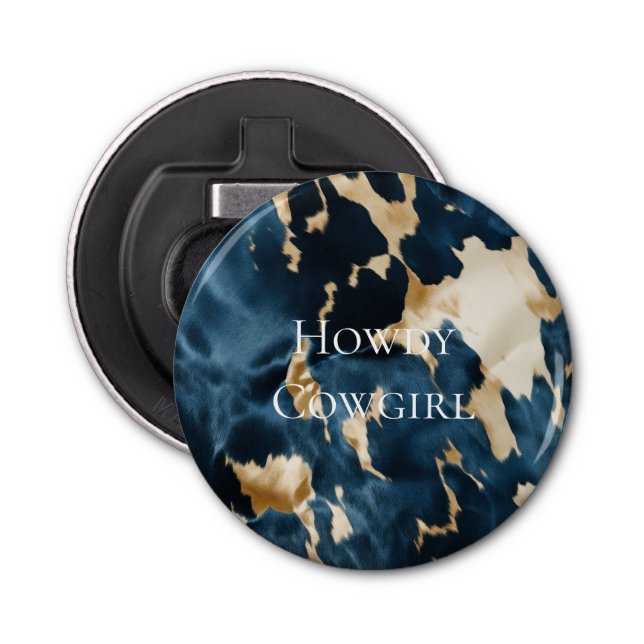 Décapsuleur Cowboy Cowgirl Western Blue Cream Gold Cowboy (Devant)