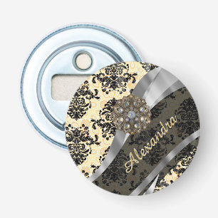 Décapsuleur Crème personnalisée joli motif girly damask