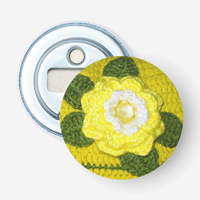 Décapsuleur Cristal Jaune Rose Vert Feuille Crochet Imprimer (Devant)