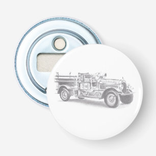 Décapsuleur croquis au crayon de camion de pompiers vintage de