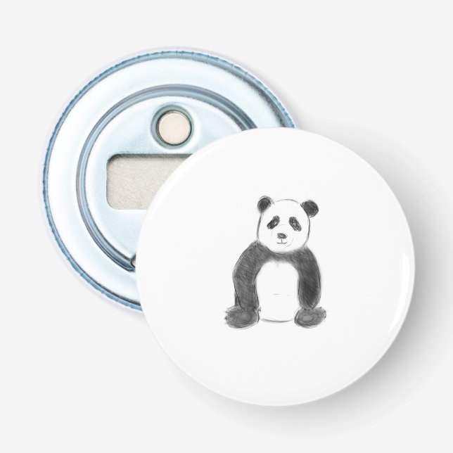Décapsuleur Croquis de panda en noir et blanc (Devant)