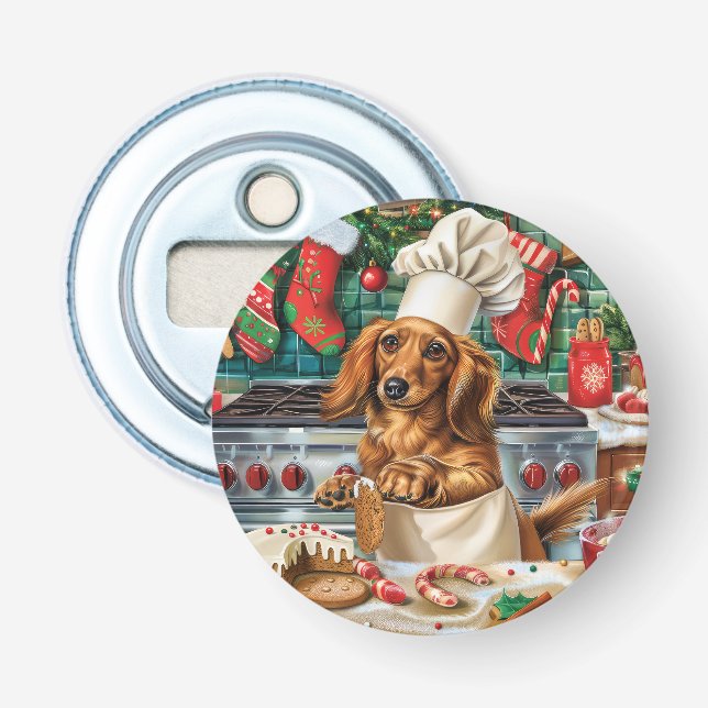 Décapsuleur Cuisson des fêtes pour Dachshund : Noël festif (Devant)