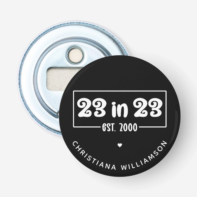 Décapsuleur Custom 23rd Birthday Gift 23 en 23 Est 2000 (Devant)