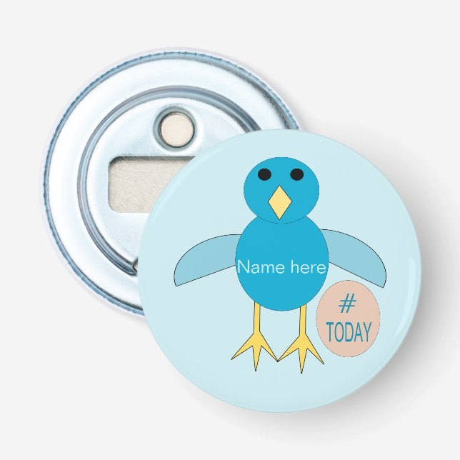 Décapsuleur Custom Blue Birthday Boy Chick Bottle Ouvrir (Devant)
