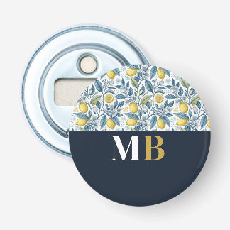 Décapsuleur Custom Elegant Mediterranean Lemon Botanical Navy