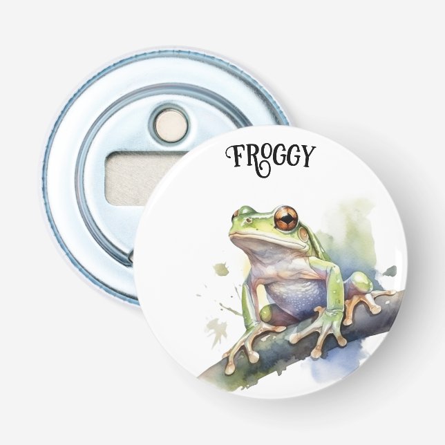 Décapsuleur Cute Aquarelle Arbre Frog, personnalisé (Devant)