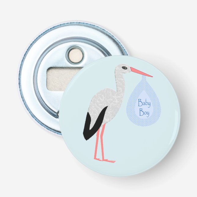 Décapsuleur Cute Blue Baby Boy Stork (Devant)