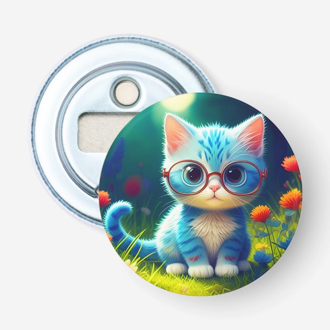 Décapsuleur Cute Blue Kitten Portant des lunettes-276548 (Devant)